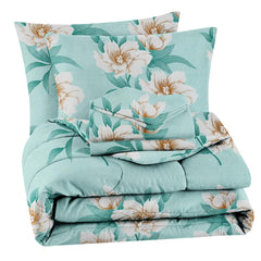 Double Bedsheet 1 Comforter 2 Pillow Covers - 90 X 100 Inches, Sea Green, 4 Pcs Bedding Set | Cotton Summer Ac Comforter Set King Size Double Bed