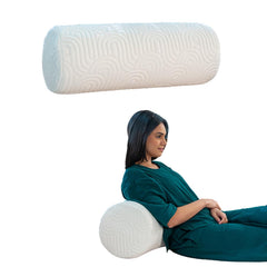 Orthopedic Memory Foam Pillow, Ultra Soft Round Bed Bolster Pillow, Off White - 24 X 8 X 8 Inch | For Back & Neck Support Pillow | Lightweight, Hypoallergenic, Eco Friendly - Set Of 2