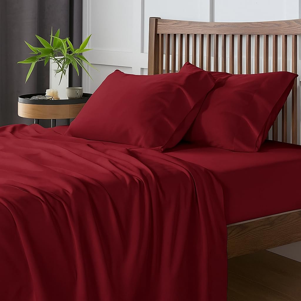Microfiber Double Bedsheets With 2 Pillow Cover - 90 X 100 Inches, Marron | Good Or Home, Hotel, Villa, Resort & Guest House | Wrinkle Free Luxury