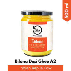 100% Natural Indian Kapila A2 Desi Cow Ghee By Ega Wellness | High In Protein Fiber & Nutrients Healthy Desi Ghee Good For Desserts | (500ml) 16.9 Ounce | Jar Pack