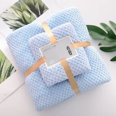 Homecloud Ultra Soft Bath & Face Towel Set 300 Gsm | 3x Softer Than Cotton Towels | Highly Absorbent & Ultra Fast Dry | Set Of 2 (Dots Blue)