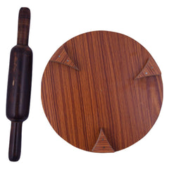 Brown Wooden Chakla With Wooden Rolling Pin Or Belan - 9 Inch | Roti Maker, Rolling Board