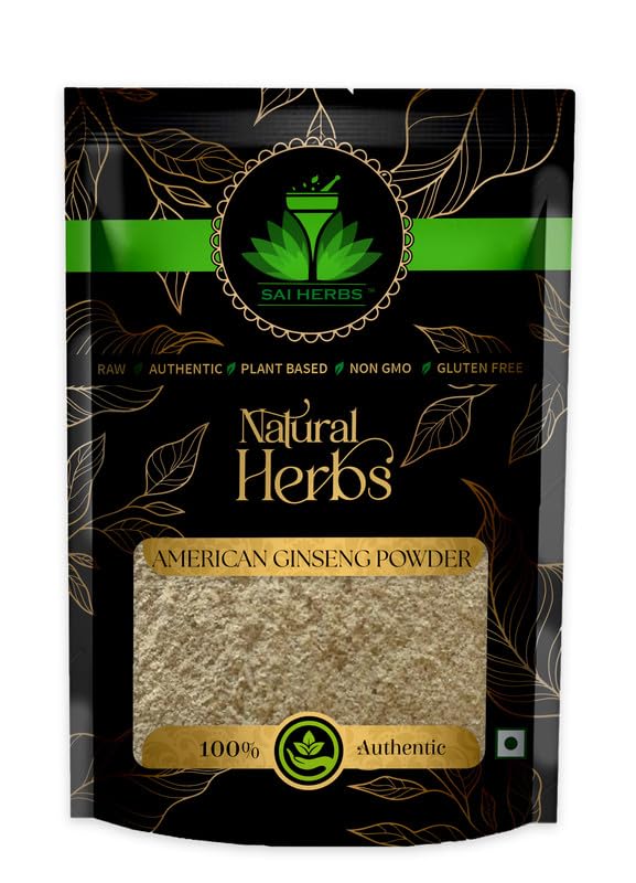 Sai Herbs American Ginseng Powder, Boosts Energy & Immunity Relieves Stress, For Muscles, Stamina, Pure & Natural | 250gm 0.5lbs