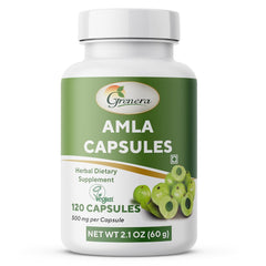 Grenera Amla Vitamin C Capsules 500mg, Organic, Vegan, Non Gmo, Gluten Free | 60 Capsules, 100gm 0.2lbs