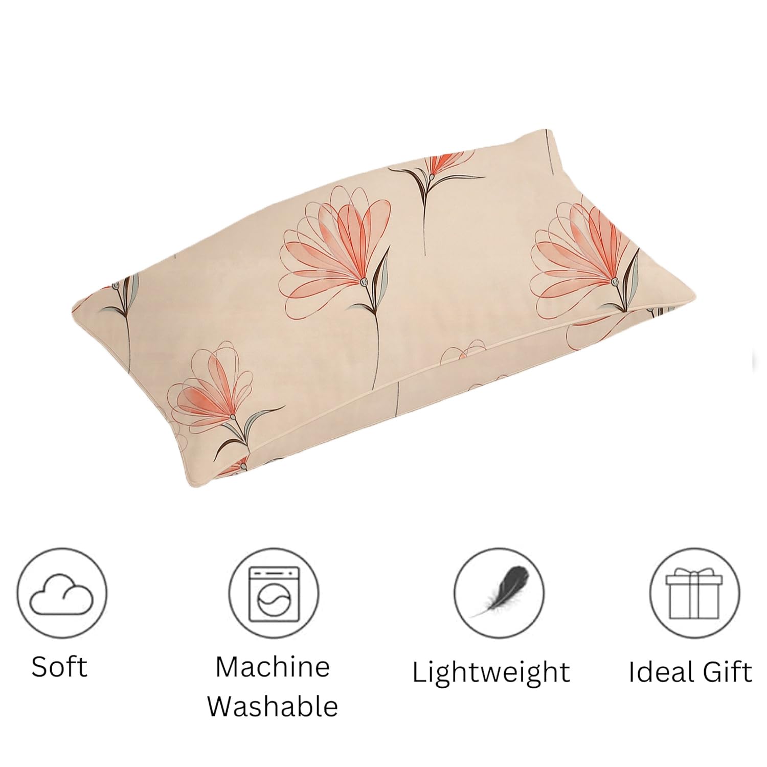 Printed Bedsheet For Single Bed With 1 Pillow Cover - 60 X 90 Inches, Coral Pink | Super Soft - Glace Cotton Breathable & Wrinkle Free - 2 Pcs Set