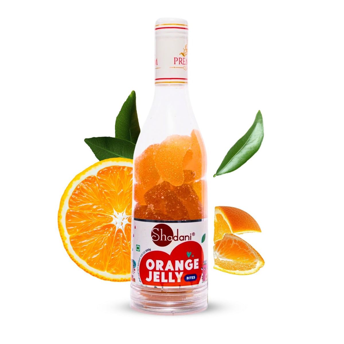Shadai Orange Fruit Jelly Premium Can 200gm, | Fresh Orange Flavour Jellies - Soft & Chewy Candy