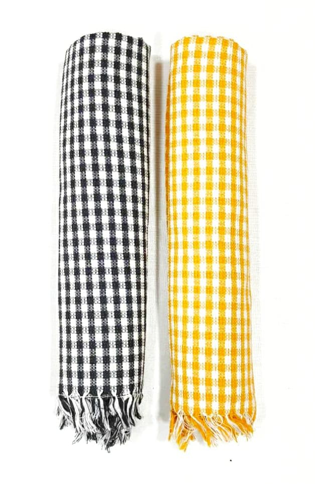 Bombay Dyeing Rimzim 100% Cotton Printed Soft & Slick Quick Drying Bath Towels 500 Gsm (Yellow & Black) - 2 Pcs