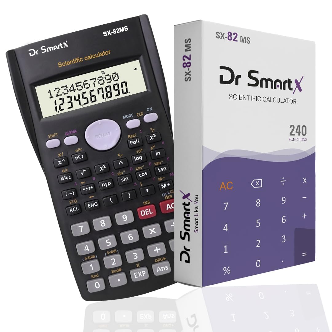 Dr SmartX Scientific Calculator, 82ms Calculator, Best Calculator For Engineering, 240 Mathematical Functions, 12 Digit, 2-line Display Advanced Scientific Calculator SX-82MS