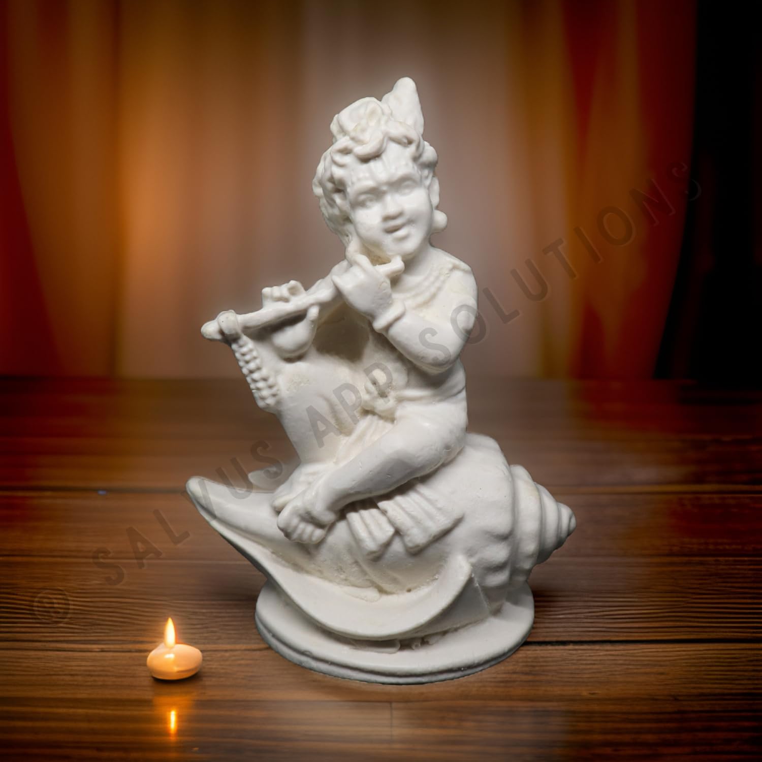 Handmade Marble Dust White Laddu Gopal Statue, Lord Krishna Murti, Marble, Idol, Good Quality For Festivals Like Diwali, Janmashtami | Gift Option, Occasion, Statue