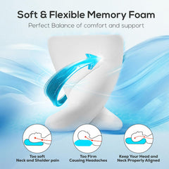 Orthopedic Memory Foam Pillow, Cooling Gel Pillow, White & Grey, Standard Size - Sf 1 | Neck & Back Support, Pillow For Sleeping, Bed Pillow | Comfortable, Adjustable, Soft Pillow