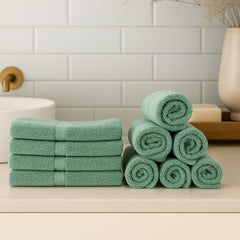 Caslino Small Cotton Face Towels 1200 Gsm | Soft & Absorbent Towel For Women & Men - Olive Green (Pack Of 12)