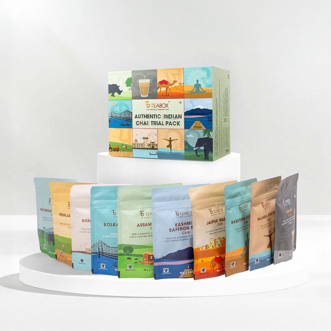 Teabox Premium Authentic Indian Spiced Chai Tea Trial Pack - 20 Exotic Varieties Of Chai X 30gm, 1.05 Ounce Each | Crafted In Small Batches, Perfect Tea Gift - No Artificial Flavors