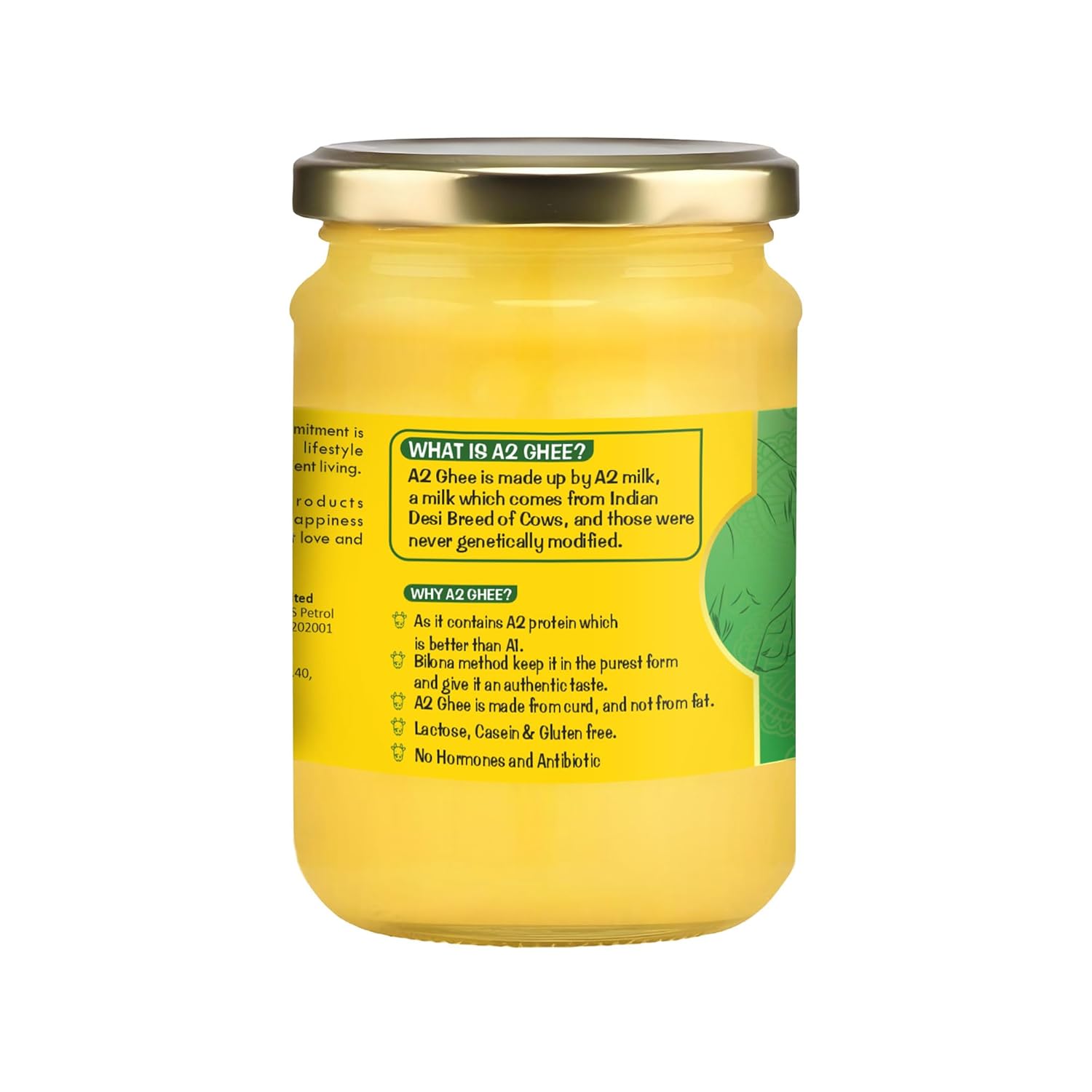 Organic A2 Cow Ghee By Rootstock Because U Live Long | Rich In Nutrients Churned From Vedia Bilona Method Grass-Fed Homemade Cow Ghee | (500ml) 16.9 Ounce | Jar Pack