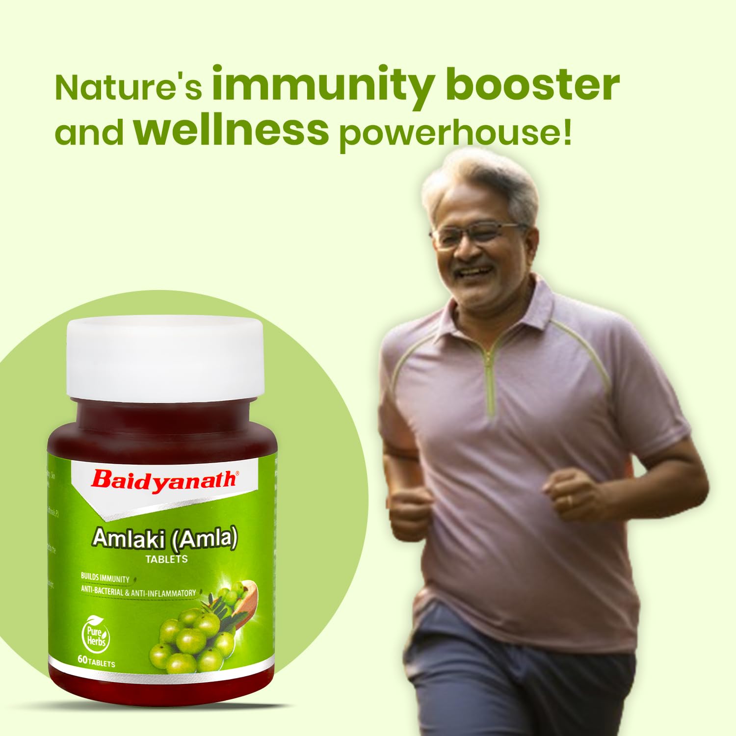 Baidyanath Amlaki Amla Natural Health Booster For Enhanced Hair, Skin, Digestive Health, Metabolism Support & Sugar Level Management | 60 Tablets , 100gm 0.2lbs