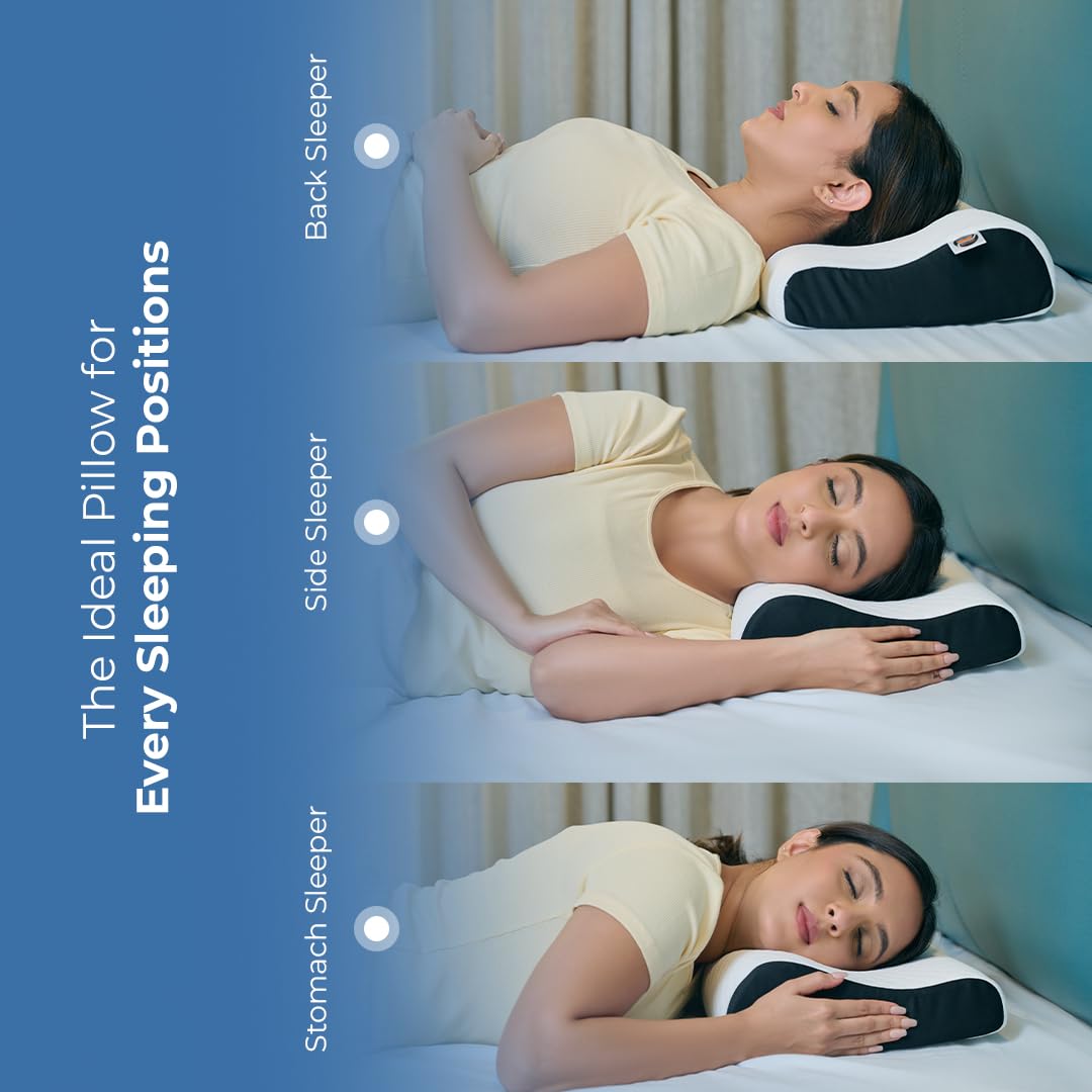 Cervical Memory Foam Pillow For Pain Relief Sleep, Neck Pain Relief | Pillow For Improves Posture & Spinal Alignment, Washable Cover For Easy Cleaning | For Head, Neck, Back - Pack Of 1