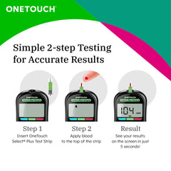 OneTouch Select Plus Simple Glucometer Machine | Simple & Accurate Testing Of Blood Sugar At Home - Blood Glucose Monitoring System | Free 10 Test Strips + 10 Sterile Lancets + 1 Lancing Device