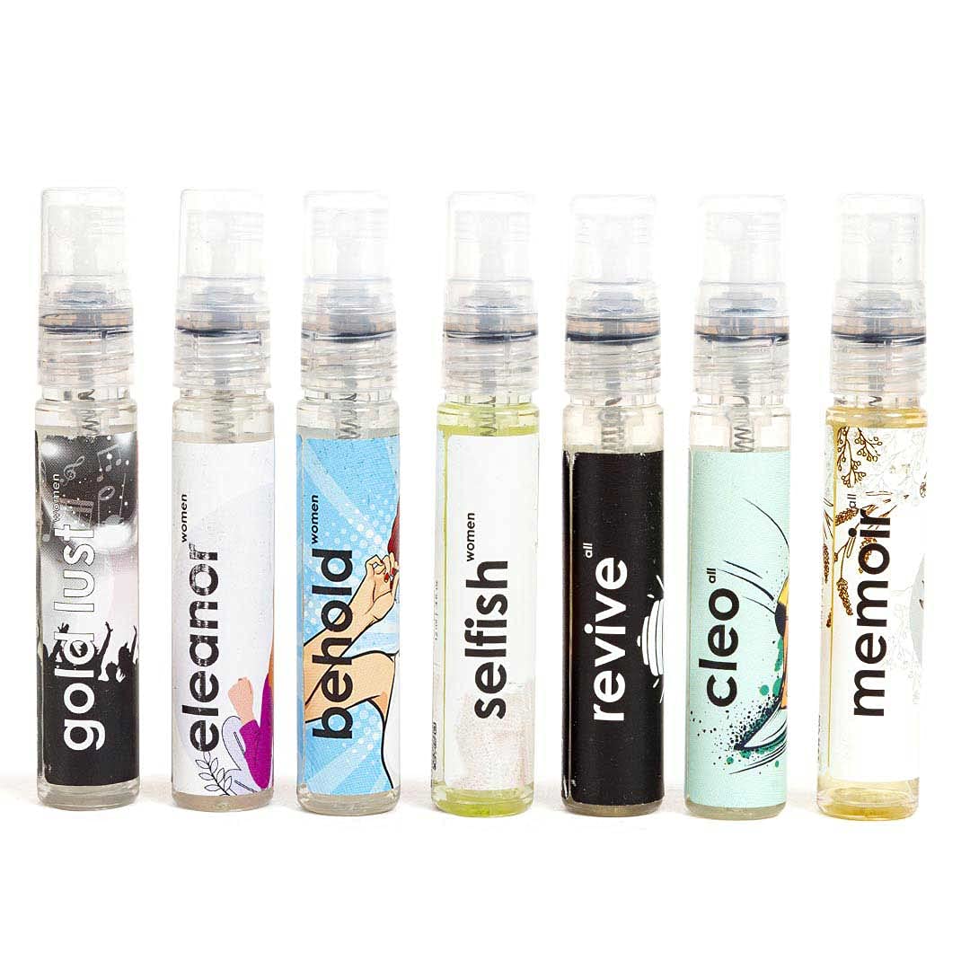 Adiveda Natural Perfume Testers For Women Set Of 7 12ml Each 0.4 Fl.oz. | Long Lasting Unique Fragrances