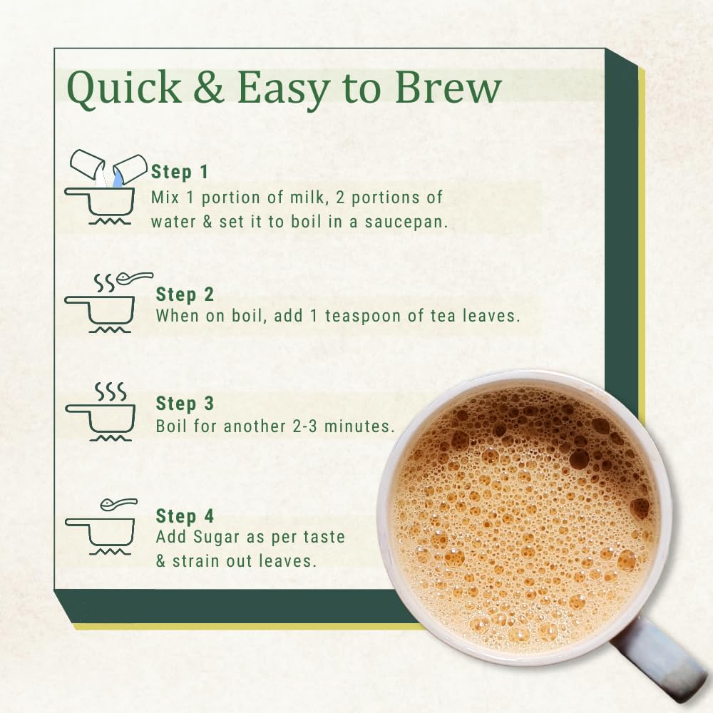 Tea And Twigs Premium Tea - Pack Of 4 X 250gm, 8.8 Ounce Each | Premium Second Flush CTC Chai Patti & 100% Natural Spices - Kadak Black Tea | Medium Caffeine Assam Tea