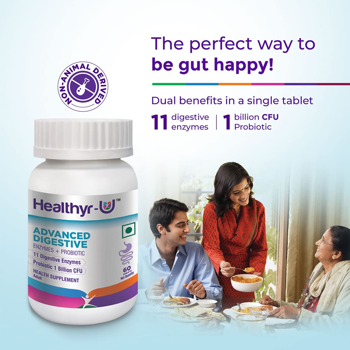 Healthyr - U Advanced Digestive Enzymes With Probiotic, Multienzymes For Digestive Support With 11 Unique Digestive Enzymes, Gut Health Supplement | 30 Tablets 50gm 0.1lbs