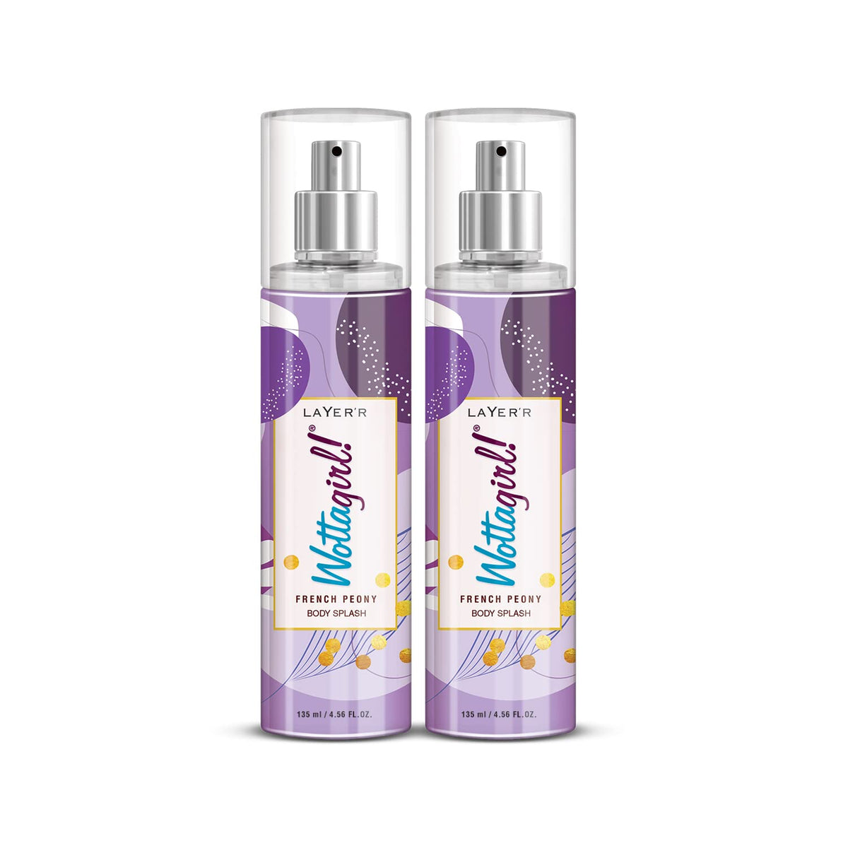 Layer'r Wottagirl French Peony Body Splash For Women | Long Lasting Fragrance 135ml Each 4.56 Fl.oz. Combo Of 2 | Ideal For Dailywear