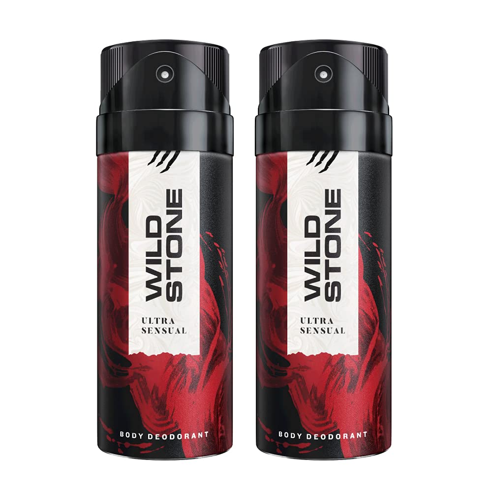 Wild Stone Ultra Sensual Deodorant For Men 300ml 10.1 Fl.oz. | Long Lasting Intense Fragrance | Pack Of 2