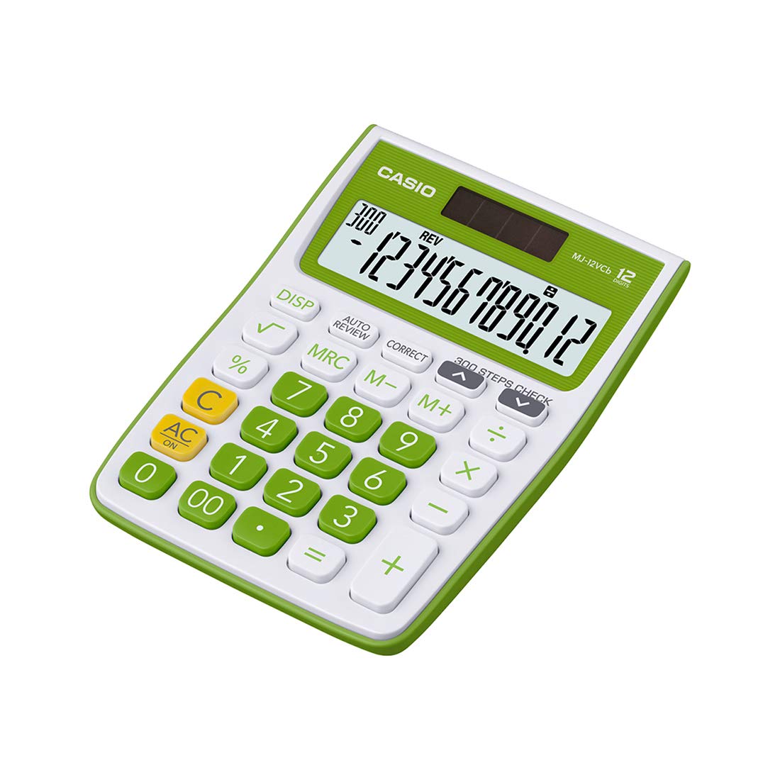 Casio Mj-12vcb-gn 300 Steps Check & Correct Colourful Desktop Calculator (Green) | 12 Digits, 2-way Powered - Show Numbers In Million & Billion Also
