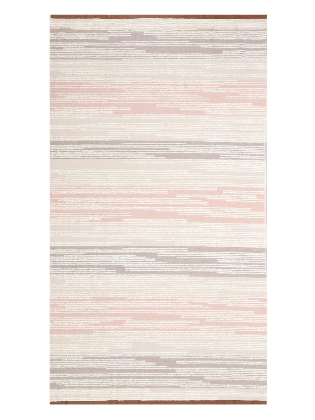 Homefresh Decorative Cotton Bath Towel 500 Gsm | Geometric Pattern Brown & White (Solstice)