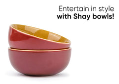 Ceramic Bowl Set Of 4 Pieces For Snacks - 330ml Each, Burgundy Brown | Maggie Bowl, Noodle Bowl With Glossy Finish - Premium Stoneware | Microwave Safe & Dishwasher Safe