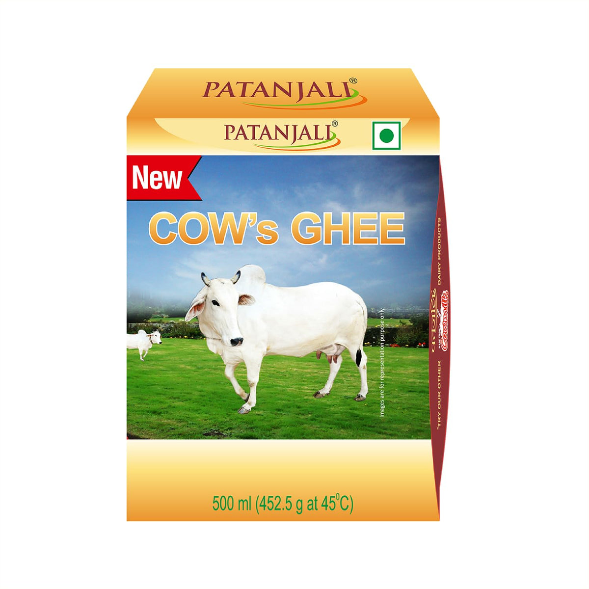100% Natural Cow'S Ghee By Patanjali | High In Vitamins A, D & Healthy Desi Ghee Good For Parathe | (500ml) 16.9 Ounce | Box Pack