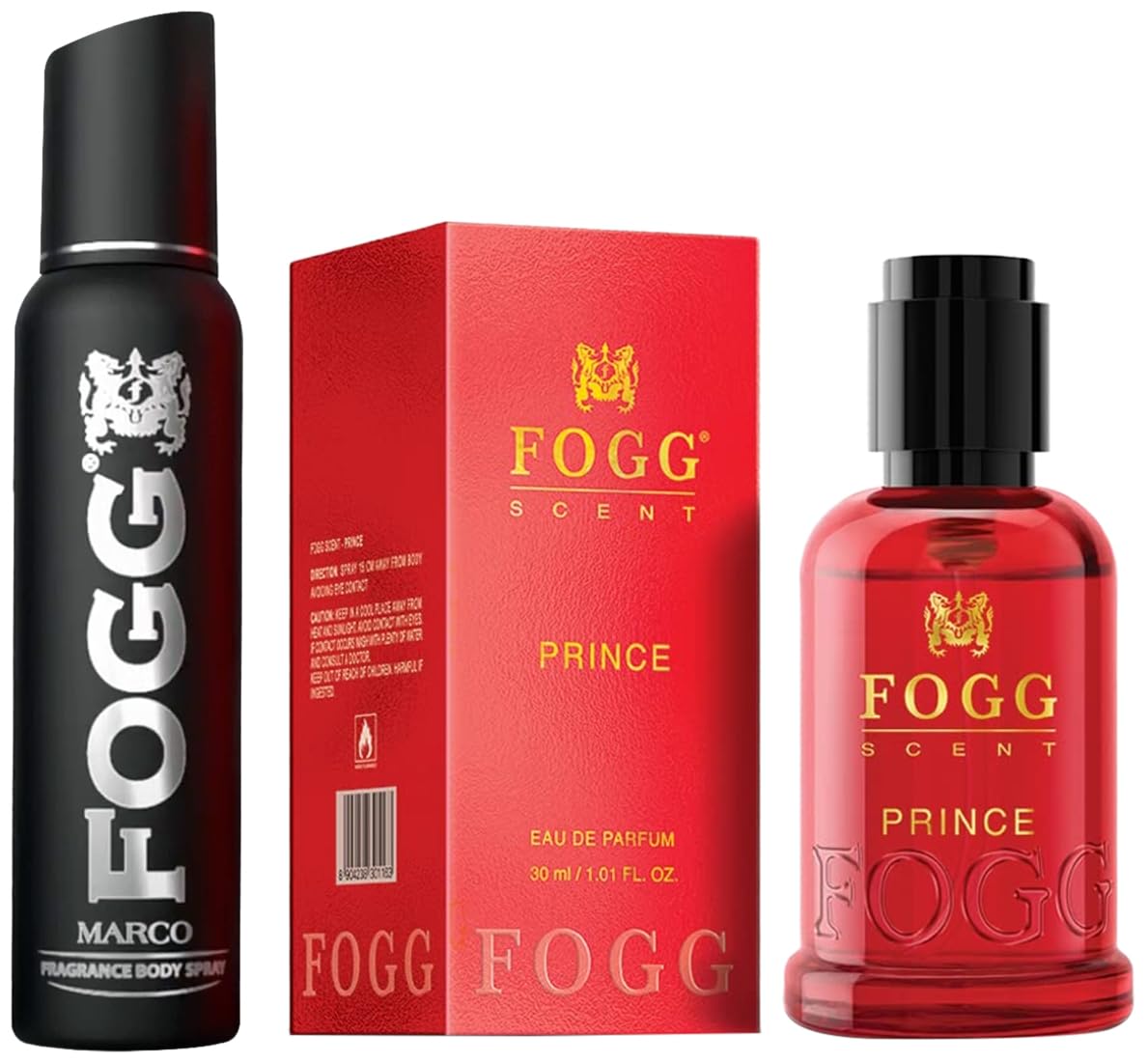 Fogg Scent Prince 30ml 1.01 Fl.oz. & Marco Body Spray 150ml 5 Fl.oz. For Men | Pefect For Partwear & Dailywear