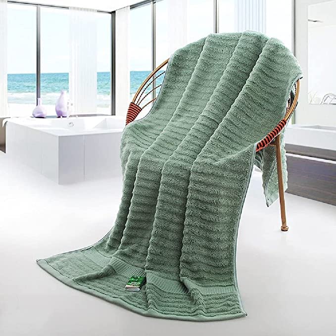 Mush Bamboo Bath Towel 550gsm | Bath Towel For Men & Women Skin Friendly Fabric | Micro Fibre Bath Towel Large Size (Green) - Set Of 2