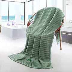 Mush Bamboo Bath Towel 550gsm | Bath Towel For Men & Women Skin Friendly Fabric | Micro Fibre Bath Towel Large Size (Green) - Set Of 2