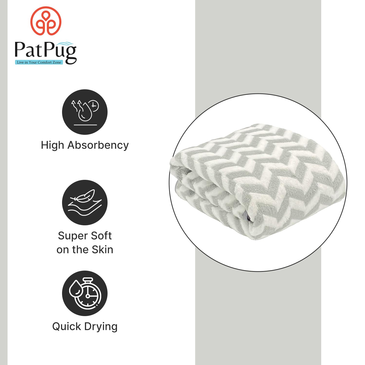 Patpug Coral Microfiber Ultrasoft Comfortable Highly Absorbent Quick Drying Large Bath Towel 350 Gsm (Grey)