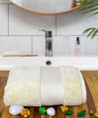Rangoli Soft Absorbent Durable Towels Earthly Egyption Cotton Plush Oversized Small Size Bath Towel 400 Gsm (Cream)