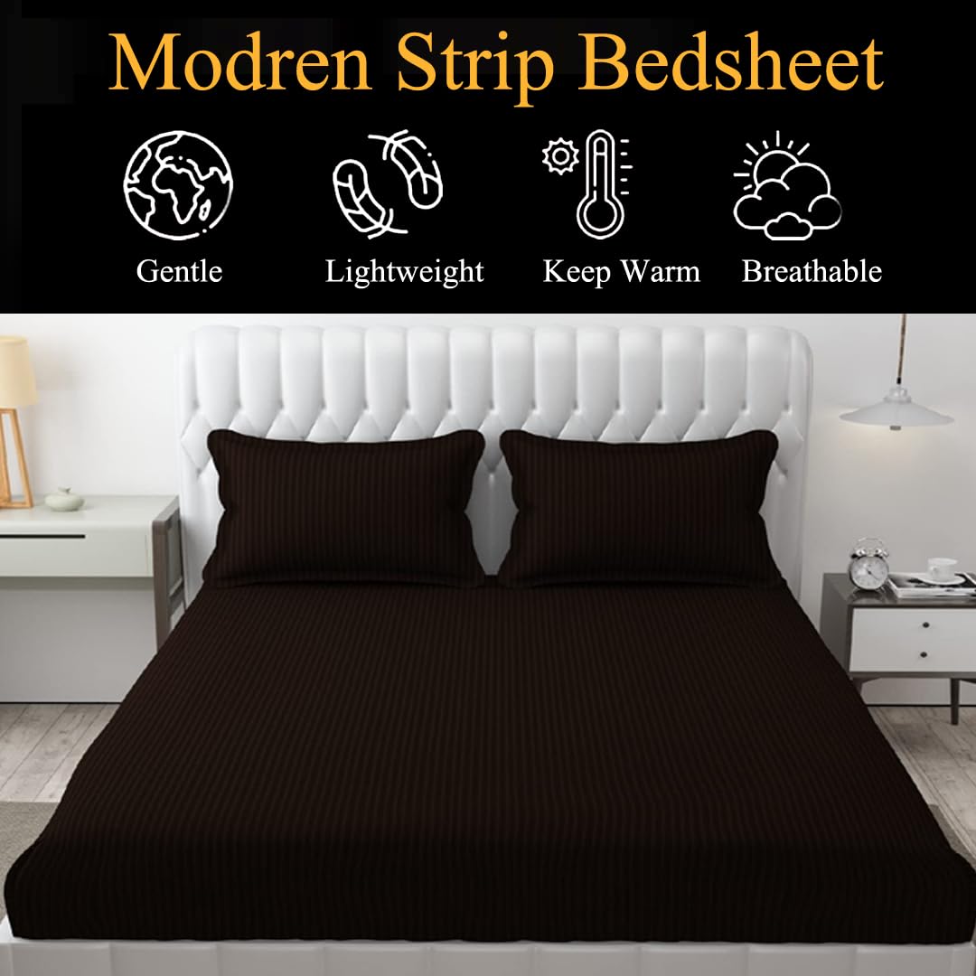 Wrinkle Resistant King Size Bedsheet With 2 Pillow Cover - 108 X 108 Inches, Coffee | Smooth, Breathable, Comfortable Double Bedsheet