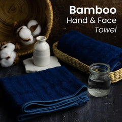 Mush 100% Bamboo Face & Hand Towel 450 Gsm | Ultra Soft, Absorbent, Quick Dry Towels For Facewash, Gym, Pool, Sports, & Travel - Navy Blue (Pack Of 2)