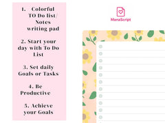 A5 Notes/To Do List Notepad, Beautiful Checklist Pad, Tear-Off Sheets (Sunflower) Pack Of 1