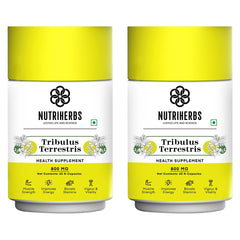 Nutriherbs Tribulus Terrestris Gokshura 800mg Men's Health & Testosterone Support Natural Energy, Stamina, & Performance Booster, Organic Gokshura Fruit | 60 Capsules 100gm 0.2lbs Each Pack Of 2