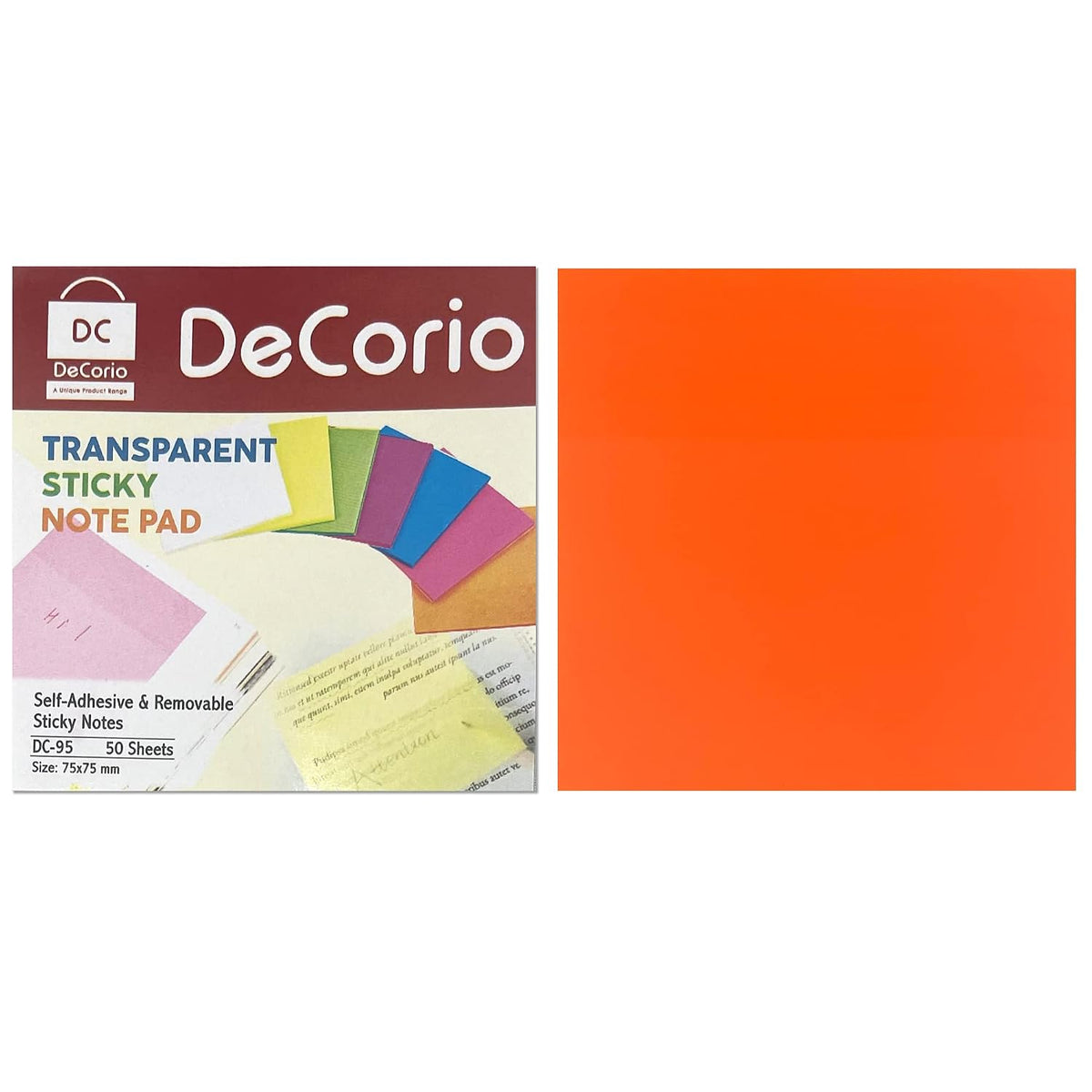 Transparent Sticky Notes 50 Sheets Paper Daily Check List School Stationery | Pack Of 3, Orange