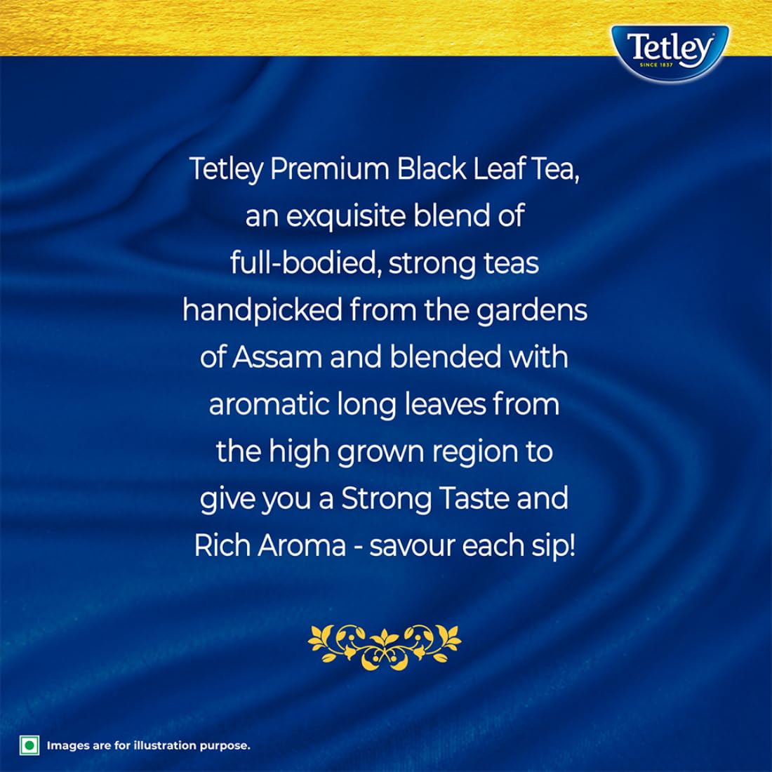 Tetley Premium Black Leaf Tea - 500gm, 17.6 Ounce | Strong Taste & Rich Aroma With Added Long Leaves - Handpicked Assam Tea, Medium Caffeine