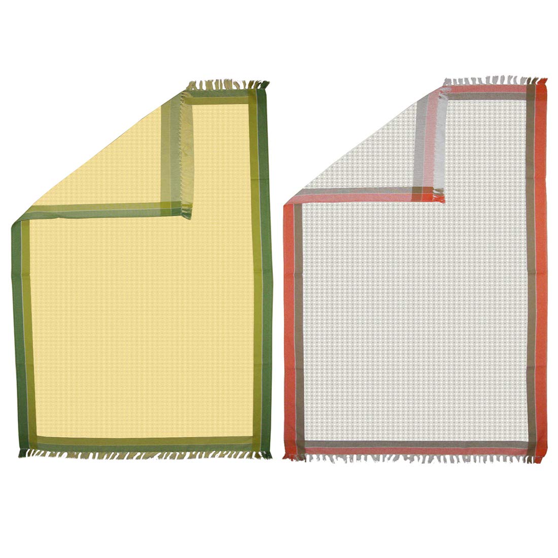 Athom Trendz Living Light Weight Cotton Premium Waffle Border Bath Towel 480 Gsm | Pack Of 2 (Multi15)