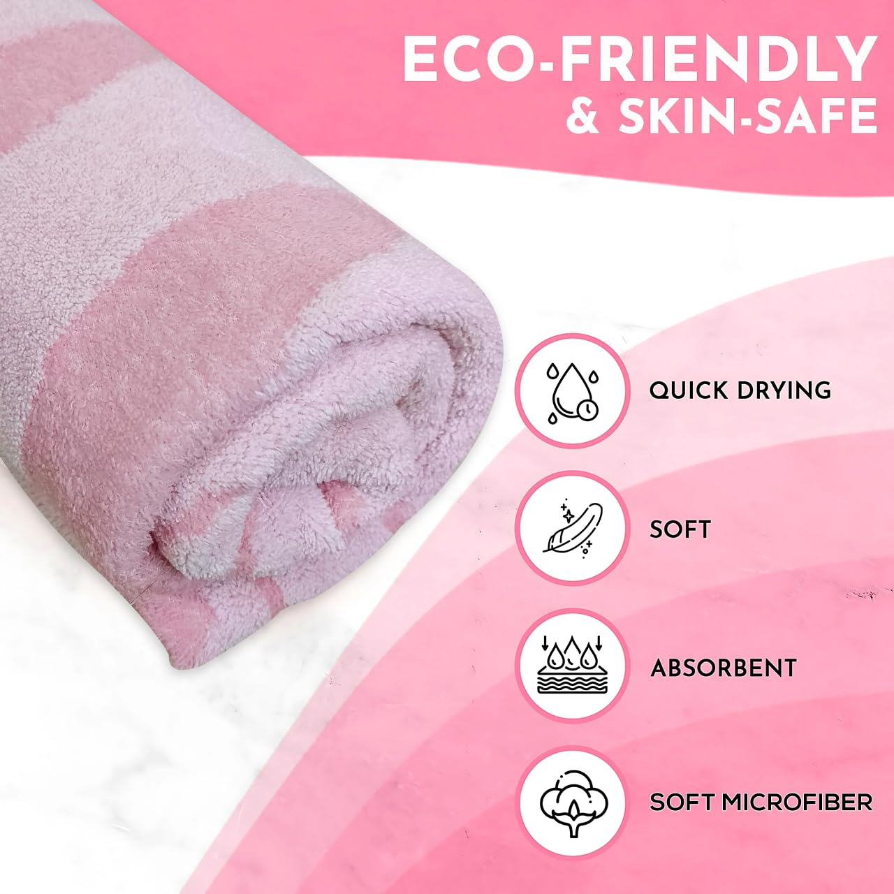 Enrich Homes Bath Towels 550 Gsm | For Women Large Size Absorbent Microfiber Bath Towel 2x Softer Than Cotton Towels (Pink)