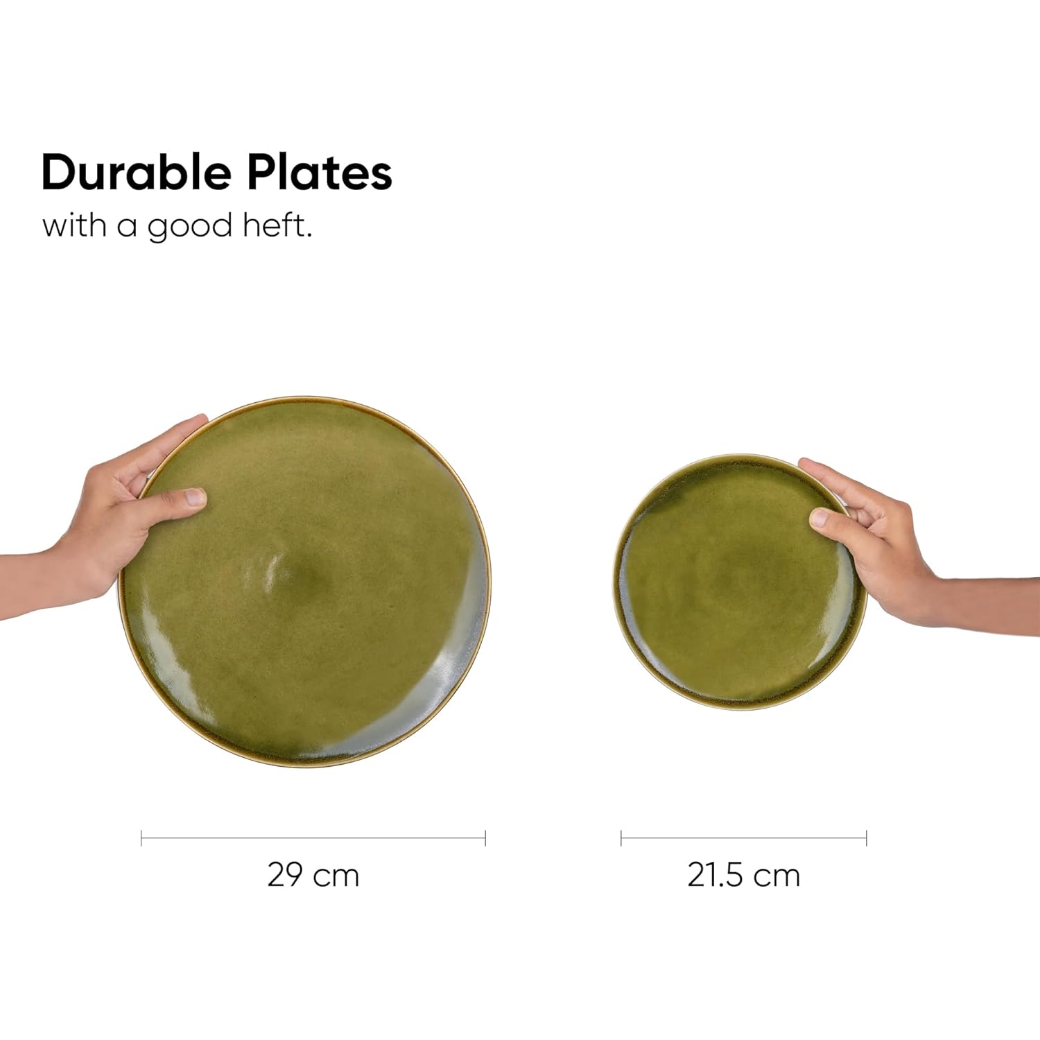 Ceramic Dinner Set Of 21 Pcs, Mehndi Ombre | Crockery Set - Dining Sets Crockery Items | 6 Dinner Plates+ 6 Quarter Plates+ 6 Veg Bowls, 220ml Each+ 2 Medium Bowls, 850ml Each+ 1 Large Bowl, 1400ml