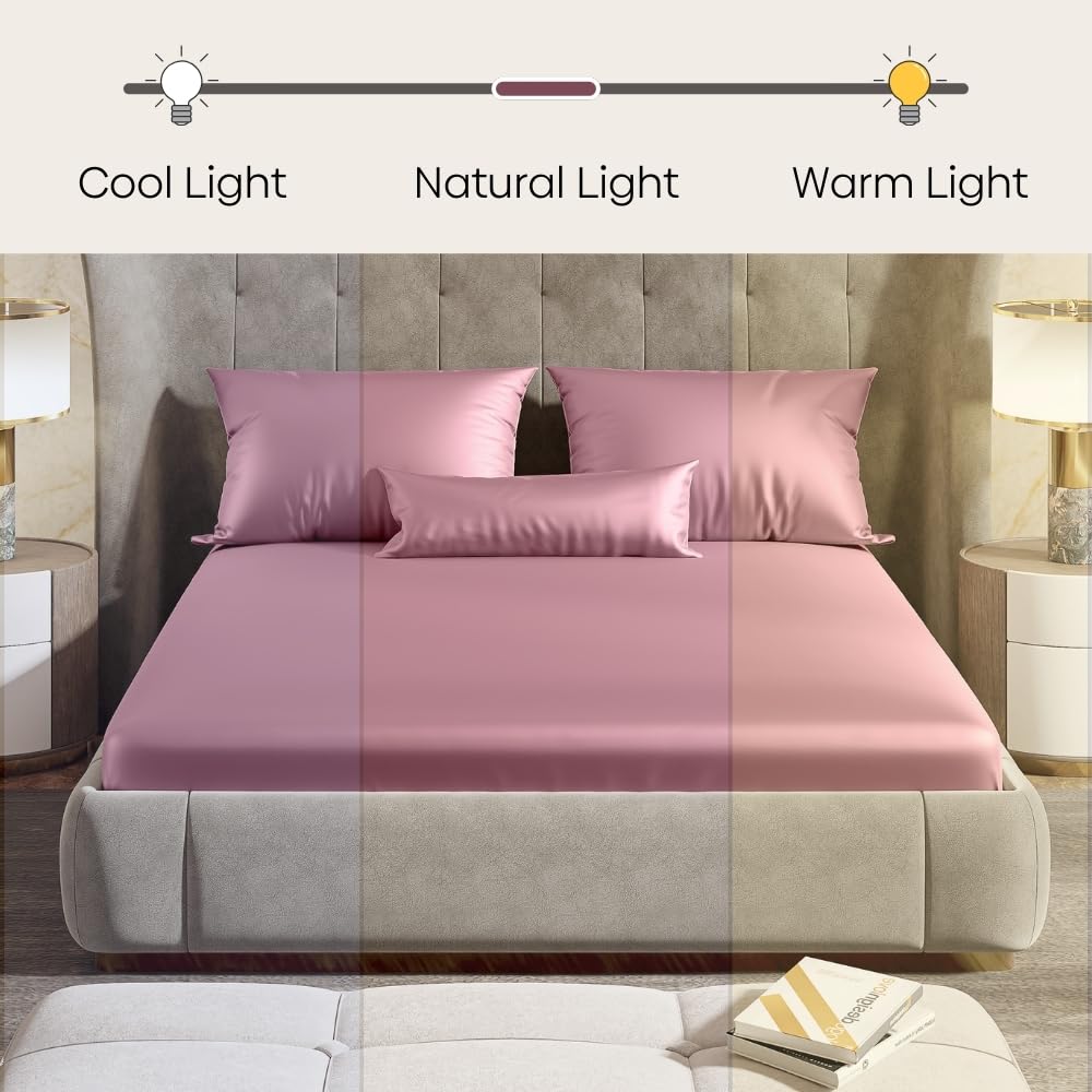 300 TC Premium Double Bedsheet Elastic Fitted For Queen Size | 60 X 78 X 10 Inches, Muted Rose With 2 Pillow Covers | Skin Friendly Fabric For Everyday Comfort