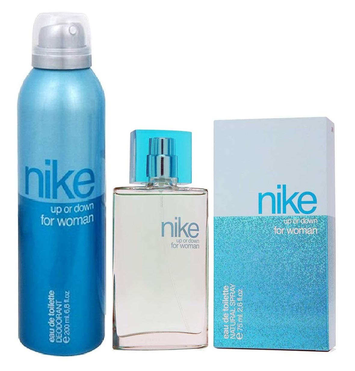 Nike Up Or Down Of Eau De Toilette Deodorant 200ml 6.7 Fl.oz. & Eau De Toilette Natural Body Spray Perfume 75ml 2.5 Fl.oz. | Perfect Gift For Wife