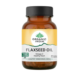 Organic India Flaxseed Oil Capsules, Helps Protect Heart & Brain Health | 60 Capsules 100gm 0.2lbs Each Pack Of 2