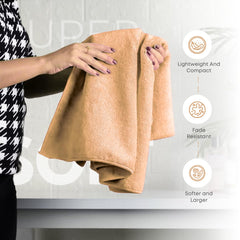 Black Gold The Finer Touch Microfiber Bath Towels 1500 Gsm | Super Absorbent, Lightweight, Ultra-Soft, Fade Resistant (Beige) - Pack Of 3