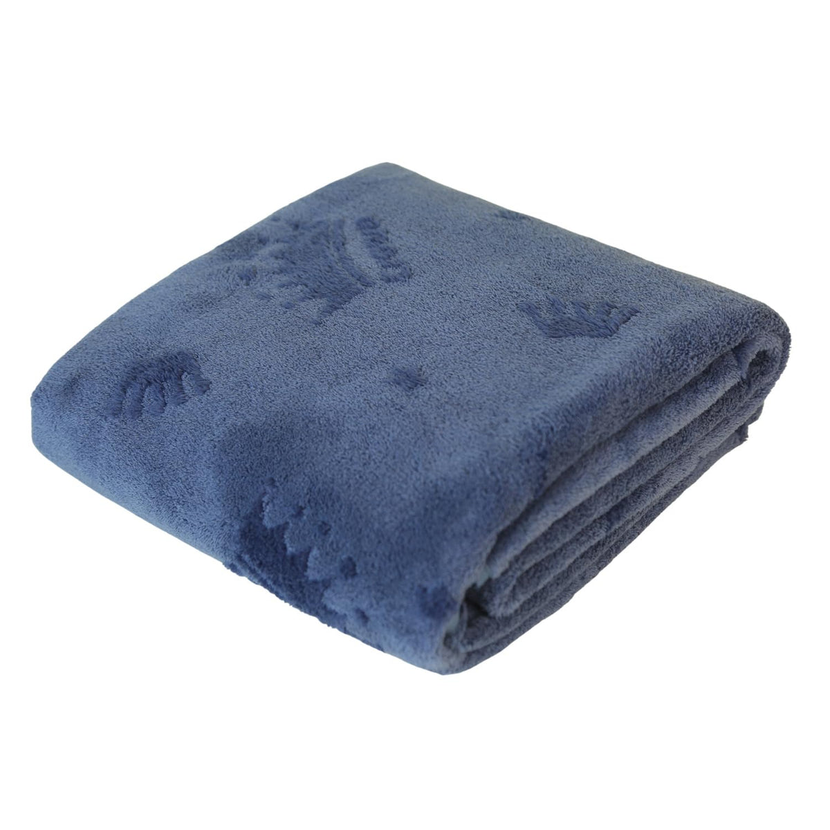 Hanker Embossed Microfiber Luxury Bath Towel 500 Gsm | Super Soft On Skin, Frizz Free Hair Post Wash (Blue Crown Pattern)