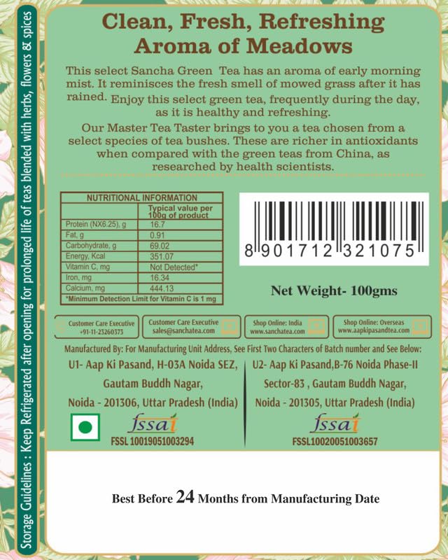 San-Cha Healthy Detox Green Tea - 100gm, 3.5 Ounce | Fresh & Vegetal Detox Tea - Environment Friendly & Made In Corn Fiber | Low Caffeine