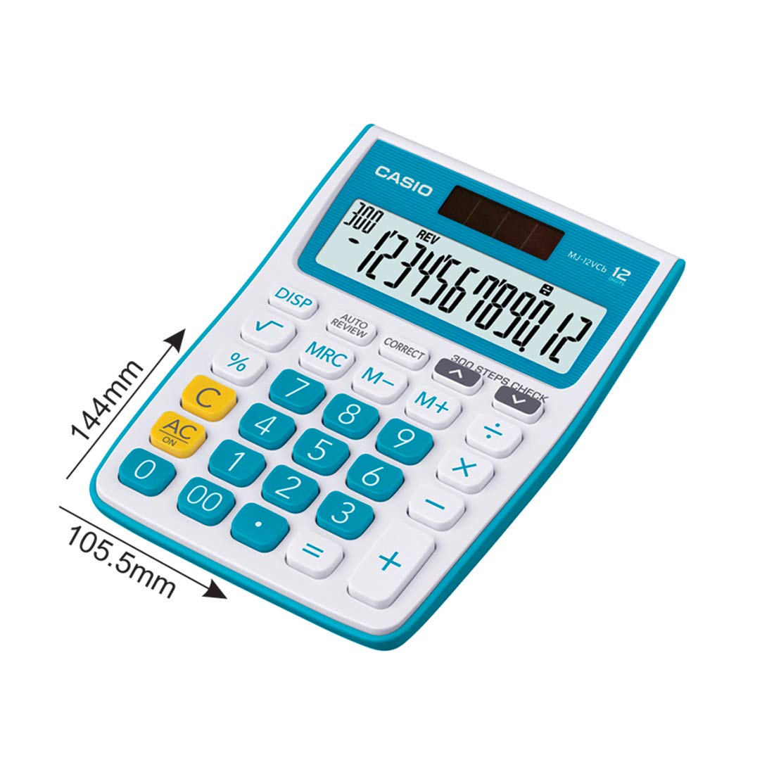 Casio Mj-12vcb-bu 300 Steps Check & Correct Colourful Desktop Calculator (Blue) | 12 Digits, 2-way Powered